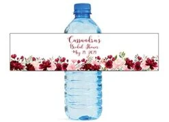 Blush & Burgandy Themed Water Bottle Labels, Weddings, Birthday, Engagement Party, Sweet 16 Winter Wonderland