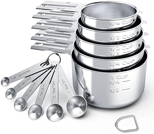 Stainless Steel Measuring Cups & Spoons Set, Cups And Spoons,Kitchen Gadgets For Cooking & Baking (Sliver-4+6) 6 Stainless Steel Measuring Cups & Spoons Set, Cups And Spoons,Kitchen Gadgets For Cooking & Baking (Sliver-4+6) - Image 6