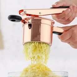 Large Potato Ricer Stainless Steel Professional (13.5oz) - Heavy-Duty Ricer For Mashed Potatoes - Manual Ricer Kitchen Tool With Non-Slip Handle - Mashed Potatoes Masher (Rose Gold) -Peugeot Shop 412972UyGnL
