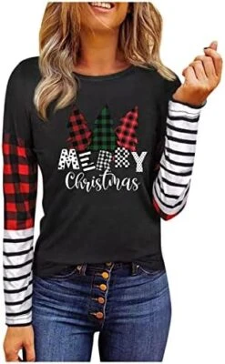 Crewneck Sweatshirts For Women Cute Fashion Christmas Print Long Sleeve Sweatshirts Loose Tops Pullover Top Streetwear -Peugeot Shop 412BPrKzOfL. AC