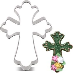 Large Fancy Cross Cookie Cutter Christian Baptism Fondant Biscuit Cutter - 3.3 X 4.4 Inches - Stainless Steel -Peugeot Shop 412I2wdNURL