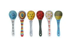 Ceramic Soup Spoons Set Of 6, Wonton Soup Spoons Ceramic, Round Soup Spoons, 6-1/2" L, Multicolor