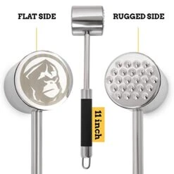 Mountain Grillers Meat Mallet Tool For Kitchen & BBQ - Meat Hammer - Meat Tenderizer - Sturdy Stainless Steel Steak Pounder For Beef Veal & Chicken - Dishwasher Safe Meat Beater - No More Chewy Meats