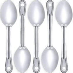 Super Strong, Ergonomic 11 In Serving Spoon 5 Pk. Big, Solid Stainless Steel Spoons For Cooking, Baking And Basting. Best Kitchen Flatware For Buffet And Banquet Service In Restaurants And Homes
