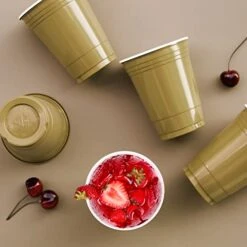 50 Pack - 16 Oz Disposable Gold Plastic Cups Big Party Cup Perfect For Birthday Party's Tableware -Peugeot Shop 412heu4dNyL