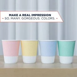 Disposable Coffee Cups With Lids - (80 Set) 12 Oz Paper To Go Coffee Cups With Resealable Lids Prevent Leaks! Travel Insulated Hot Beverage Drink Cup. Will Not Bend With Heat Or Burn Fingers -Peugeot Shop 412hoaGnggL