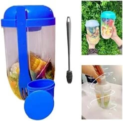 Zkosieng 2022 Keep Fit Salad Meal Shaker Cup With Fork And Dressing Holder, Fresh Washing Brush, Health Container, Portable Vegetable Breakfast To Take Away. (E-Pink+Green), 7.48×4.33×4.33in -Peugeot Shop 412pQs3cuWL. AC