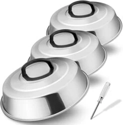 Cheese Melting Dome Set Of 2, Leonyo 12" Metal Steam Basting Cover For Griddle Grill, Stainless Steel Griddle Accessories For BBQ Flat Top Kitchen Cooking Hamburger, Dishwasher Safe, Heat Proof Handle -Peugeot Shop 412sf0atvjL. AC