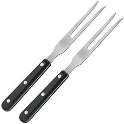 2 Pieces Carving Fork Pot Forks Stainless Steel Meat Serving Fork With Plastic Handle 10.6 Inch Serving Grill Fork Black Handle Barbecue Fork For BBQ Kitchen Turkey Roast Dinner Party Festival