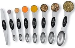 Measuring Spoons, 8 Sets Magnetic Measuring Spoons Dual Sided Stainless Steel Measuring Spoons Stackable Nesting Tablespoon Teaspoon, Fits In Spice Jars, For Dry Or Liquid Ingredients (Black) -Peugeot Shop 412utWWf3L. AC