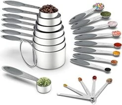 Measuring Cups & Spoons Set Of 21 - Wildone Stainless Steel Measuring Cups And Spoons With Colored Silicone Handle, 8 Nesting Metal Cups, 8 Spoons & 5 Mini Spoons, For Dry And Liquid Ingredient -Peugeot Shop 412xDsXmgQS. AC