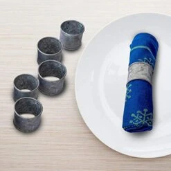 Galvanized Design Rustic Style Metal Napkin Ring For Dinning Table Parties Everyday, Set Of 6 -Peugeot Shop 412xVXThhtL