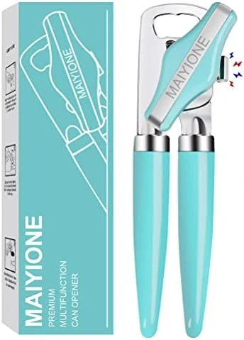 - Safe Cut Can Opener Manual Handheld, No-Trouble-Lid-Lift Can Opener With Magnet, Built In Bottle Opener, Stainless Steel Sharp Blade, Heavy Duty And Easy To Use Large Turn Knob, Aqua Sky 4 - Safe Cut Can Opener Manual Handheld, No-Trouble-Lid-Lift Can Opener With Magnet, Built In Bottle Opener, Stainless Steel Sharp Blade, Heavy Duty And Easy To Use Large Turn Knob, Aqua Sky - Image 4