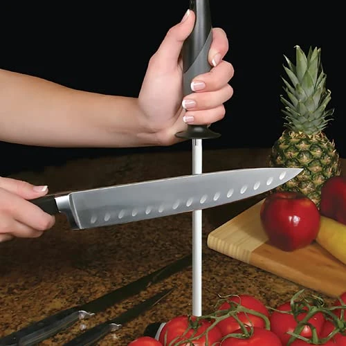 CcuSharp 9" Professional Knife Sharpening Stainless Steel - Honing Rod Butcher Steel W/Rubber Handle - Sharpens, Restores & Realigns Kitchen Knives & Cutting Tools Blades - Lightweight & Durable 3 CcuSharp 9" Professional Knife Sharpening Stainless Steel - Honing Rod Butcher Steel W/Rubber Handle - Sharpens, Restores & Realigns Kitchen Knives & Cutting Tools Blades - Lightweight & Durable - Image 3