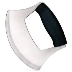 Pizza Cutter Stainless Steel Ulu Knife Razor Sharp Rocker Slicer Cutter Mincing Mezzaluna Knife Salad Vegetable Chopper With Upgraded Ergonomic Anti-Slip Handle