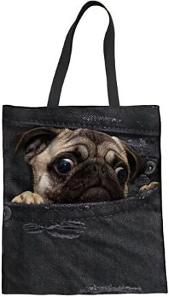 Coloranimal Women's Canvas Shoulder Handbag Cute Animal Dog Printed Tote Bag -Peugeot Shop 4133IJt2uL. AC