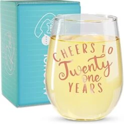 21st Birthday Stemless Wine Glass Gifts For Women - Cheers To 21 Years Old Wine Glass Birthday Present - Rose Gold Print Perfect For Women, Friend, Sister Turning Twenty One - 17 Oz -Peugeot Shop 413GpjgIcCL. AC
