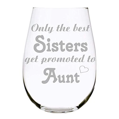 C & M Personal Gifts 17 Oz Stemless Wine Glass – Only The Best Sisters Get Promoted To Aunt Etched Water, Juice, & Wine Drinking Glass Made From Crystal Material For Women 1 C & M Personal Gifts 17 Oz Stemless Wine Glass – Only The Best Sisters Get Promoted To Aunt Etched Water, Juice, & Wine Drinking Glass Made From Crystal Material For Women