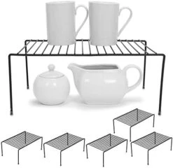 Smart Design Cabinet Storage Shelf Rack - Set Of 6 - Large - 8.5 X 16 Inch - Steel Metal Wire - Rust Resistant Coating - Dish, Counter And Pantry Organization - Kitchen - White -Peugeot Shop 413OejjKVL. AC
