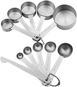 Measuring Cups And Measuring Spoons Set, Stainless Steel Measuring Cups And Spoons, 18/8 Steel Heavy Duty 8 Measuring Cups, 9 Measuring Spoons, Baking Measure Cups Spoons -Peugeot Shop 413R Vh51RS. AC