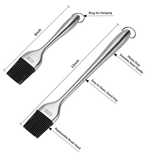 Basting Brush - Grilling BBQ Baking, Pastry And Oil Stainless Steel Brushes With Back Up Silicone Brush Heads(Orange) For Kitchen Cooking & Marinating, Dishwasher 3 Basting Brush - Grilling BBQ Baking, Pastry And Oil Stainless Steel Brushes With Back Up Silicone Brush Heads(Orange) For Kitchen Cooking & Marinating, Dishwasher - Image 3