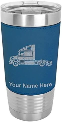 20oz Vacuum Insulated Tumbler Mug, Truck Cab, Personalized Engraving Included (Faux Leather, Black) -Peugeot Shop 413YoAIdudL. AC