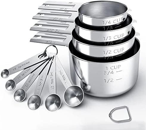Stainless Steel Measuring Cups & Spoons Set, Cups And Spoons,Kitchen Gadgets For Cooking & Baking (Sliver-4+6) 5 Stainless Steel Measuring Cups & Spoons Set, Cups And Spoons,Kitchen Gadgets For Cooking & Baking (Sliver-4+6) - Image 5