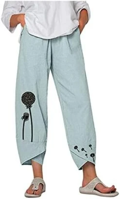 Kingspinner Capri Pants For Women Plus Size Capri Baggy Pants Casual Linen Long Pants Women Palazzo Lounge Pants -Peugeot Shop 413be4nPqZS. AC