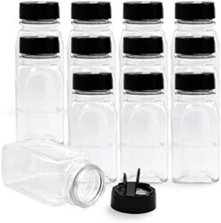 6 Pack 9.5 Oz Plastic Spice Jars With Black Cap, Clear And Safe Plastic Bottle Containers With Shaker Lids For Storing Spice, Herbs And Seasoning Powders, BPA Free, Made In USA -Peugeot Shop 413dO0PqcoL. AC