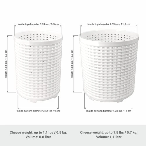 Universal Cheese Molds With Followers For Making Soft, Semi-Hard And Hard Cheeses - Set Of 2 2 Universal Cheese Molds With Followers For Making Soft, Semi-Hard And Hard Cheeses - Set Of 2 - Image 2