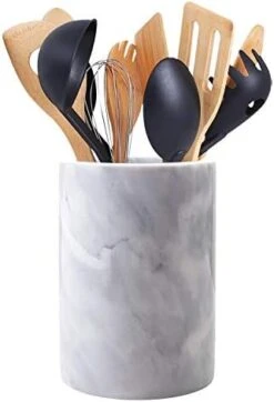 Marble Utensil Holder Set - Utensils Included - Flatware & Utensil Storage Organizer For Countertops, Pantry, Bathroom, Office & Center Table - Stylish Kitchen Counter Decor -Peugeot Shop 413ppRcfA1L. AC