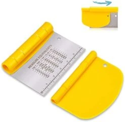 Bench Scraper For Baking, Stainless Steel Dough Scraper/Cutter/Chopper And Flexible Plastic Bowl Scraper Set - Pastry, Pizza Cutter, Baking Tools With Measurement, 2 In 1 Kitchen Scraper -Peugeot Shop 413qVVJqWqL. AC
