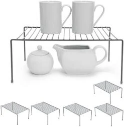 Smart Design Cabinet Storage Shelf Rack - Set Of 6 - Large - 8.5 X 16 Inch - Steel Metal Wire - Rust Resistant Coating - Dish, Counter And Pantry Organization - Kitchen - White -Peugeot Shop 413rLT6QTJL. AC