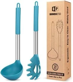 Ack Of 2 Silicone Pasta Fork, Kitchen Heat Resistant Noodle Spoon Server, BPA Free Spaghetti Strainer,Best Cooking Tools (Gray-Blue) -Peugeot Shop 413sVbVgj7L. AC
