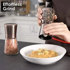 Vzaahu Salt And Pepper Copper Grinders, Set Of 2 Refillable Bronze Brass, Salt Mill Pepper Spice Grinder With Magnetic Lids Adjustable Coarseness, Ceramic Core, Kitchen Gift