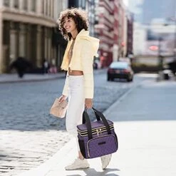 Insulated Lunch Bag For Women/Men, Leakproof/Expandable/2 Compartment (10L+4L) Cooler Tote Bag For Work School Outdoor, Wide Open Thermal Meal Prep Lunch Organizer Box For Kids/Adults, Purple -Peugeot Shop 413ygVE6h3L