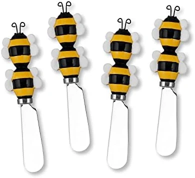Cheese And Butter Spreader Knives 4-Piece Hand Painted Resin Handle With Stainless Steel Blade Multipurpose Cheese Spreader Set (Blueberry) 5 Cheese And Butter Spreader Knives 4-Piece Hand Painted Resin Handle With Stainless Steel Blade Multipurpose Cheese Spreader Set (Blueberry) - Image 5