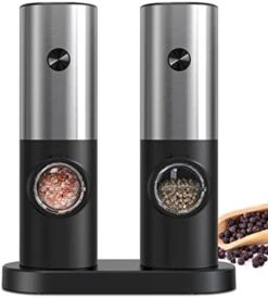 Electric Pepper And Salt Grinder Set, Battery Powered Adjustable 5 Levels Of Coarseness Black Pepper Grinder Mill With Stand, Automatic Grinding With LED Light For BBQ Resturant Kitchen -Peugeot Shop 414DFXwkEXL. AC