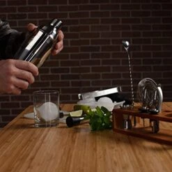 Premium Cocktail Shaker Set With Ice Ball Mold And Bamboo Stand - Bar Tools And Bar Accessories - Bar Set Shakers Bartending Drink Mixer - Drink Shaker Cocktail Set - Mixology Bartender Kit -Peugeot Shop 414PKoEwAEL