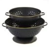 Metal Colander Set Of 2, Strainer Basket With Handles Perfect For Spaghetti, Pasta, Berry, Vegetable, Fruit, Solid Base Powder Coated Self-draining Kitchen Colander Bowel, 3.5 & 5 Qt, Matte Black