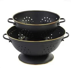 Metal Colander Set Of 2, Strainer Basket With Handles Perfect For Spaghetti, Pasta, Berry, Vegetable, Fruit, Solid Base Powder Coated Self-draining Kitchen Colander Bowel, 3.5 & 5 Qt, Matte Black 16 Metal Colander Set Of 2, Strainer Basket With Handles Perfect For Spaghetti, Pasta, Berry, Vegetable, Fruit, Solid Base Powder Coated Self-draining Kitchen Colander Bowel, 3.5 & 5 Qt, Matte Black -Peugeot Shop 414STSbWJ5L. AC