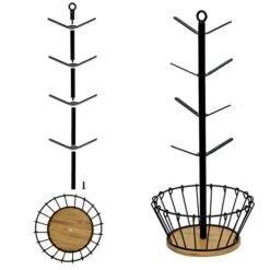 Drying Storage Rack Holder Home Storage Mug Hooks Multipurpose Display Stand Metal Tree Shape Mug Coffee Cups Stand With 8 Hooks-Bamboo Base With Coffee Basket 14 Drying Storage Rack Holder Home Storage Mug Hooks Multipurpose Display Stand Metal Tree Shape Mug Coffee Cups Stand With 8 Hooks-Bamboo Base With Coffee Basket -Peugeot Shop 414Sad9YCNL