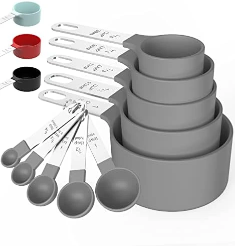 Measuring Cups & Spoons Set, Stackable Cups And Spoons, Nesting Measure Cups With Stainless Steel Handle, Kitchen Gadgets For Cooking & Baking (5+5, Black) 9 Measuring Cups & Spoons Set, Stackable Cups And Spoons, Nesting Measure Cups With Stainless Steel Handle, Kitchen Gadgets For Cooking & Baking (5+5, Black) - Image 9