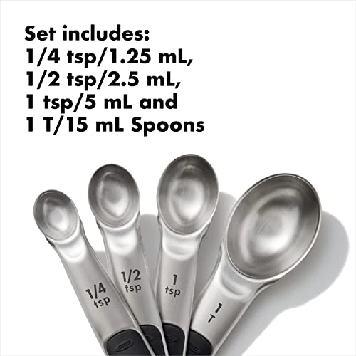 OXO Good Grips 4 Piece Stainless Steel Measuring Spoons With Magnetic Snaps 2 OXO Good Grips 4 Piece Stainless Steel Measuring Spoons With Magnetic Snaps - Image 2