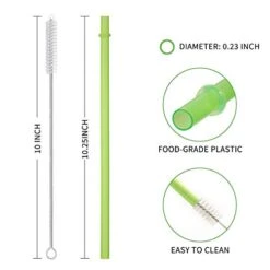 Iware 52 Pcs Reusable Plastic Straws For Tumbler, Mason Jars, Cupture/Maars Acrylic, YETI/RTIC, Starbucks, Tervis, - 10.25" Extra Long 10 Colors Replacement Drinking Straws With 2 Cleaning Brushes -Peugeot Shop 414dIsZO2AL