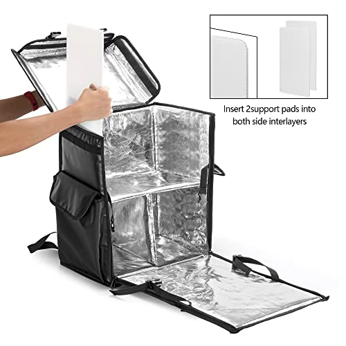 Trunab Insulated Food Delivery Backpack With 2 Side Support Boards And 3 Inner Spaces, Top & Front Loading Waterproof Delivery Bag For Bike Delivery, Uber Eats, Outdoor - Patented Design 1 Trunab Insulated Food Delivery Backpack With 2 Side Support Boards And 3 Inner Spaces, Top & Front Loading Waterproof Delivery Bag For Bike Delivery, Uber Eats, Outdoor - Patented Design