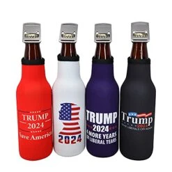 Rump 2024 Beer Bottle Insulator - Donald Trump Gifts MAGA Save America,Make Liberals Cry Again,Four More Years Of Liberal Tears,Insulated Cooler Sleeve With Zipper,Built-In Removable Bottle Opener