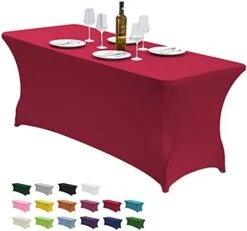 6FT Stretch Spandex Table Cover For Rectangular Fitted Folding Tables, Wrinkle Resistant, Elastic Stretchable Patio Tablecloth Protector For Party, Banquet, Wedding And Events (Black) -Peugeot Shop 414jq1lje7L. AC