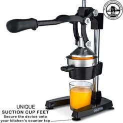 Large Citrus Juicer Best Press For Orange, Lime And Lemon Squeezer Manual Cold Press Juicer - Maximum Juice Extractor Heavy Duty Base Juicer Machines Commercial Non Electric Lemon Juicer With Handle Non Skid Suction Cup Base GMJ9970
