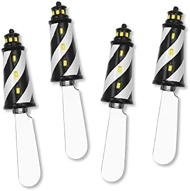 Cheese And Butter Spreader Knives Christmas Decor 4-Piece Hand Painted Resin Handle With Stainless Steel Blade Multipurpose Cheese Spreader Set (Blue Light Bulb) 3 Cheese And Butter Spreader Knives Christmas Decor 4-Piece Hand Painted Resin Handle With Stainless Steel Blade Multipurpose Cheese Spreader Set (Blue Light Bulb) - Image 3